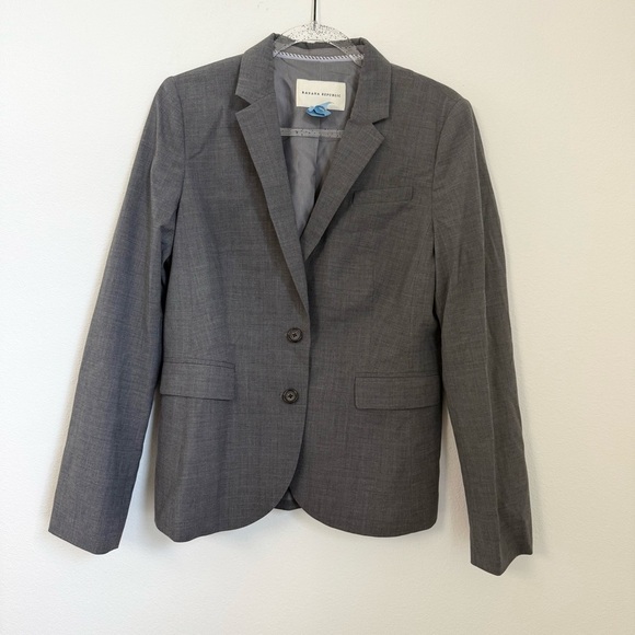 Banana Republic Women's Wool Stretch Blazer Gray Size 12 Peak Lapel 2 Buttons - Picture 1 of 7